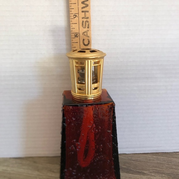 1950s Amber Glass Fragrance Lamp with Gold Top - Picture 14 of 15